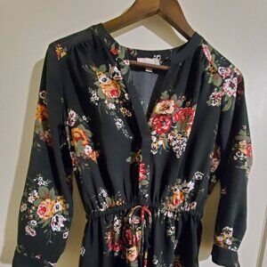 Loft Outlet Cinch Waist Floral Long Sleeve Dress- Size Xtra Small